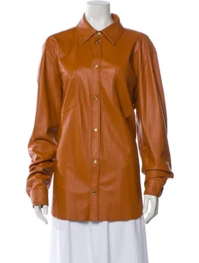 Pre-owned Nanushka Long Sleeve Button-up Top In Brown