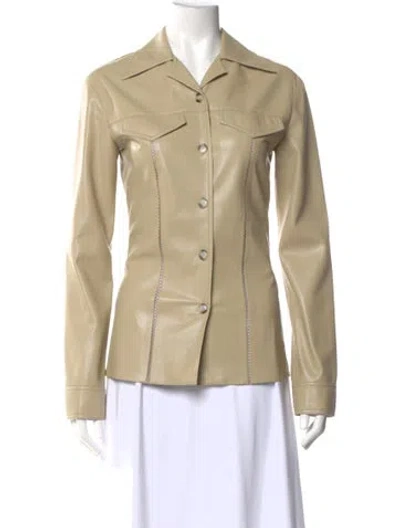 Pre-owned Nanushka Long Sleeve Button-up Top In Green