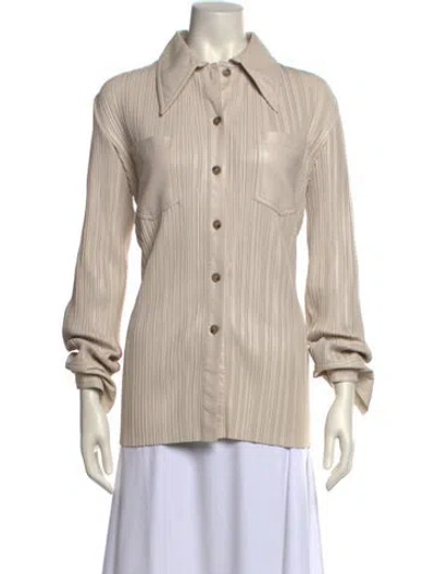 Pre-owned Nanushka Long Sleeve Button-up Top In Neutral