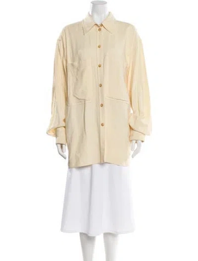 Pre-owned Nanushka Long Sleeve Button-up Top In Neutral