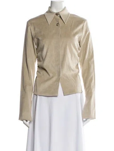 Pre-owned Nanushka Long Sleeve Button-up Top In Neutral