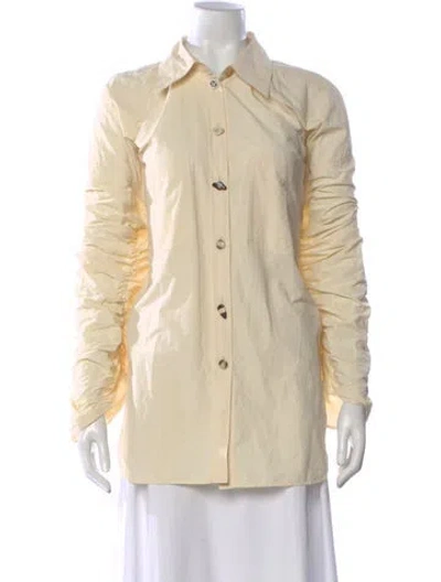 Pre-owned Nanushka Long Sleeve Button-up Top In Neutral