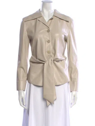 Pre-owned Nanushka Long Sleeve Button-up Top In Neutral