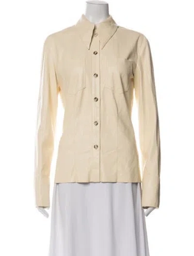 Pre-owned Nanushka Long Sleeve Button-up Top In Neutral