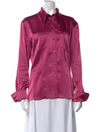 Pre-owned Nanushka Long Sleeve Button-up Top In Pink