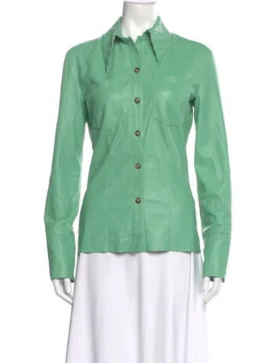 Pre-owned Nanushka Long Sleeve Button-up Top W/ Tags In Green