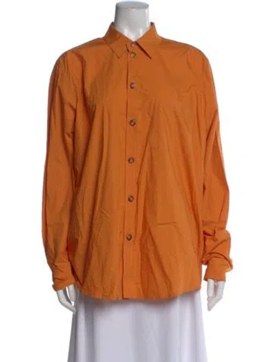 Pre-owned Nanushka Long Sleeve Button-up Top W/ Tags In Orange