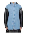 Nanushka Zinnie Shirt Jacket Mid Blue/black In Blue, Black