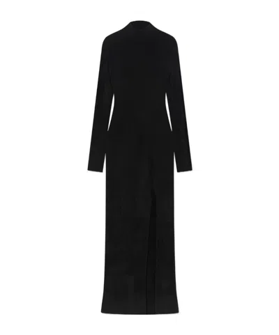 Nanushka Long-sleeve Towelling Maxi Dress In Black