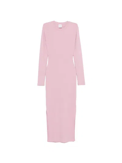 Nanushka Long-sleeve Cut-out Midi Dress In Pink