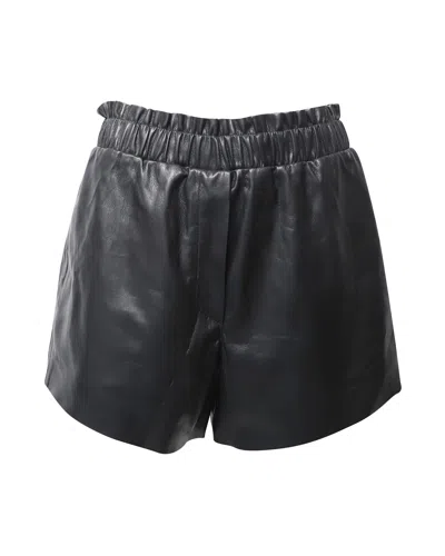 Nanushka Lora Ruffled Shorts In Black Vegan Leather