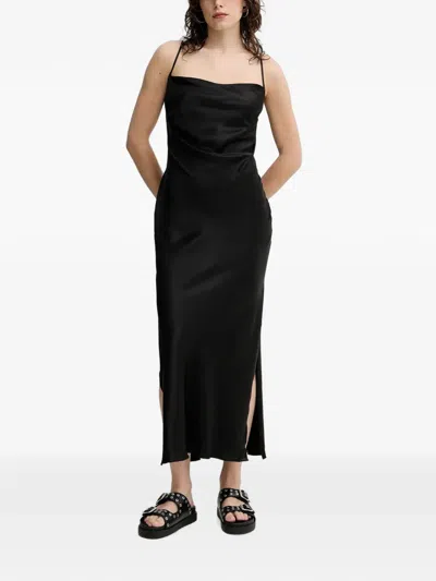 Nanushka Macia Side-slit Midi Dress In Black