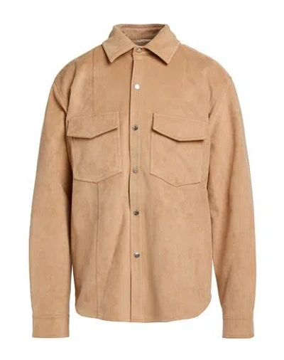Nanushka Man Shirt Beige Size L Polyester, Polyurethane In Brown