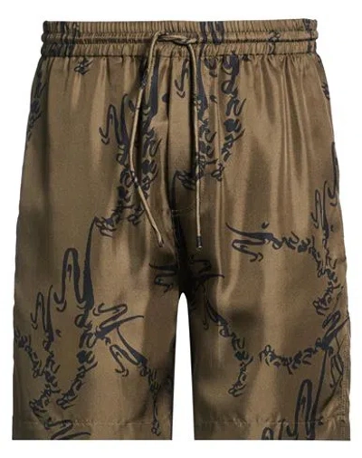 Nanushka Man Shorts & Bermuda Shorts Military Green Size Xl Silk