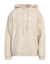 Nanushka Man Sweatshirt Beige Size L Recycled Cotton, Organic Cotton In Beige