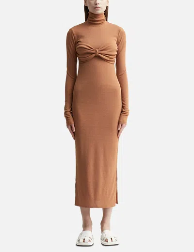 Nanushka Manja Mesh-jersey Dress In Brown