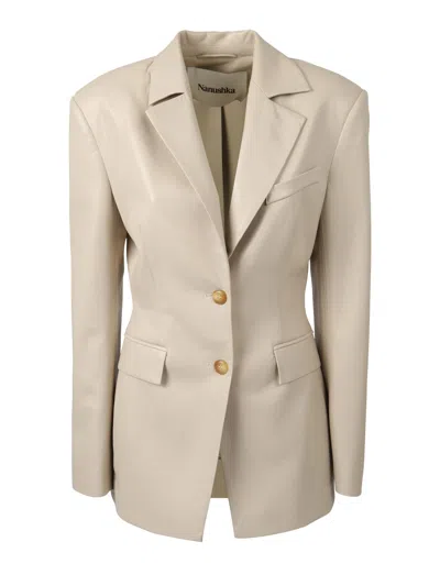 Nanushka Manouk Single-breasted Blazer In Beige