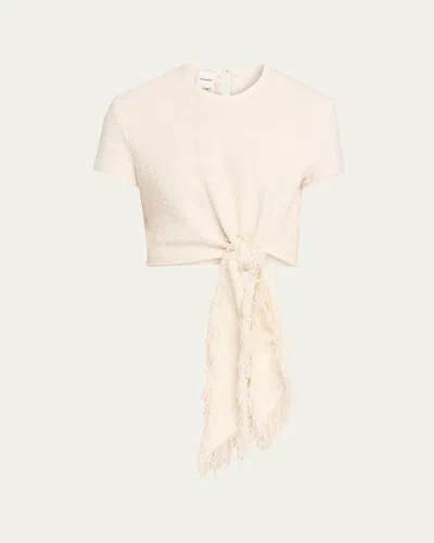 Nanushka Mariel Cotton Linen Tweed T-shirt In White