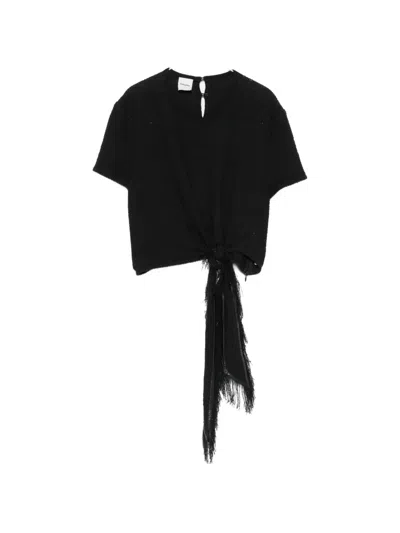 Nanushka Mariel Ruched-front Crop Top In Black