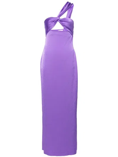 Nanushka Maseco Twist-detail Satin Maxi Dress In Purple