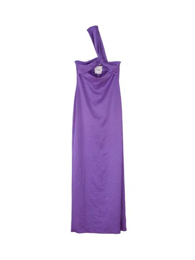 Nanushka Maseco Twisted Crisp Satin Maxi Dress In Purple