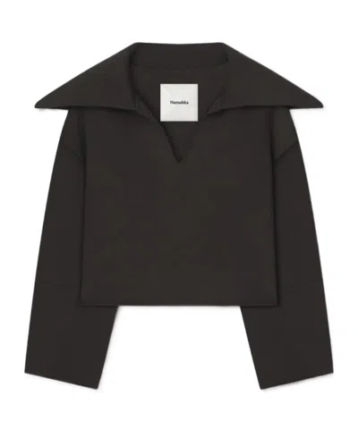 Nanushka Maxe Spread-collar Jumper In Black