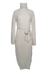 Nanushka Maxi Wrap Wool Turtle Neck Dress In Beige In Beige