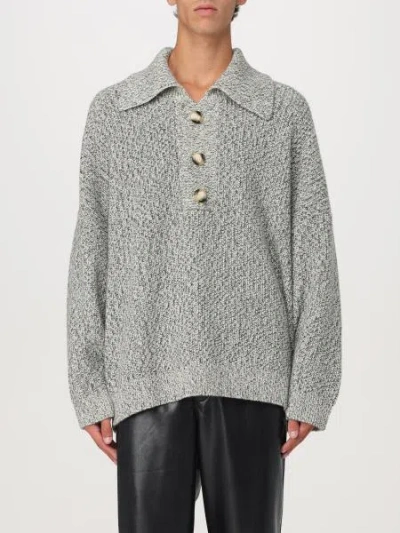 Nanushka Mélange Wool-blend Polo Top In Blue
