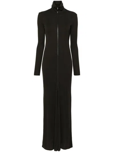 Nanushka Mélange Zip-up Maxi Dress In Grey