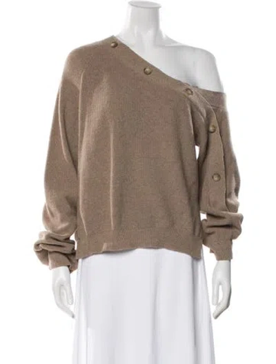 Pre-owned Nanushka Merino Wool Cowl Neck Sweater In Neutral