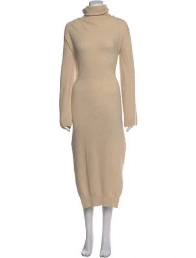Pre-owned Nanushka Merino Wool Long Dress In Neutral