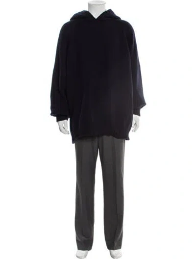 Pre-owned Nanushka Merino Wool Mock Neck Pullover In Blue