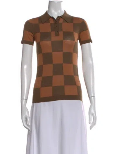 Pre-owned Nanushka Merino Wool Plaid Print Sweater In Brown