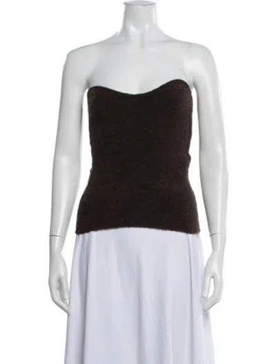 Pre-owned Nanushka Merino Wool Strapless Crop Top In Brown