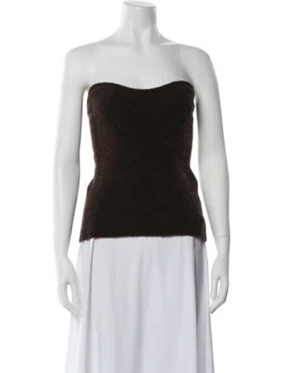 Pre-owned Nanushka Merino Wool Strapless Sweater In Brown