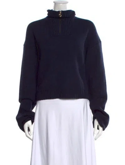 Pre-owned Nanushka Merino Wool Turtleneck Sweater In Blue