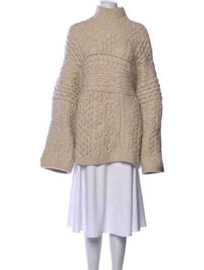 Pre-owned Nanushka Merino Wool Turtleneck Sweater In Neutral