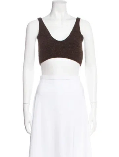 Pre-owned Nanushka Merino Wool V-neck Crop Top In White