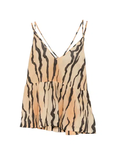 Nanushka Miley Tiger-print Blouse In Neutral