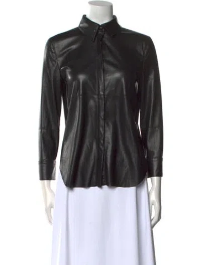 Pre-owned Nanushka Mock Neck Long Sleeve Button-up Top In Black