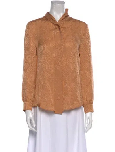 Pre-owned Nanushka Mock Neck Long Sleeve Button-up Top In Neutral