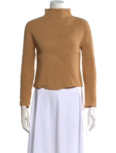 Pre-owned Nanushka Mock Neck Long Sleeve Top In Brown