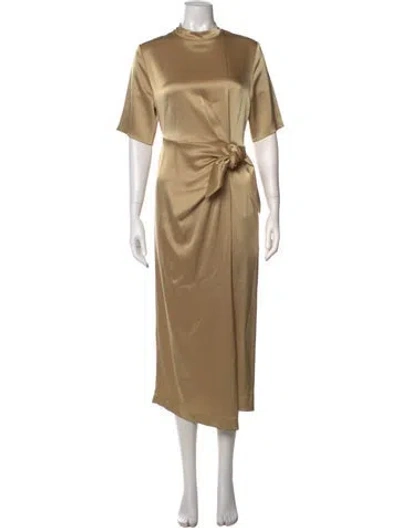 Pre-owned Nanushka Mock Neck Midi Length Dress In Gold