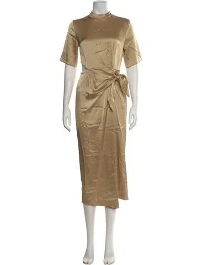 Pre-owned Nanushka Mock Neck Midi Length Dress In Neutral