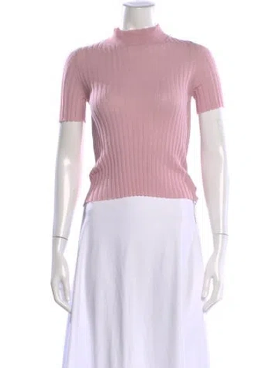 Pre-owned Nanushka Mock Neck Short Sleeve Top In Pink