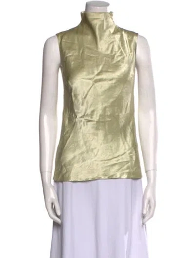 Pre-owned Nanushka Mock Neck Sleeveless Top W/ Tags In Yellow