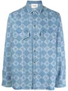Nanushka Monogram-print Denim Shirt In Blue