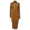 Nanushka Monogram Print Midi Dress In Brown Recycled Polyester In Brown