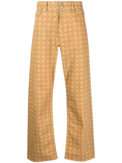 Nanushka Monogram-print Straight-leg Trousers In Neutrals