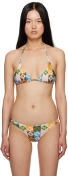 Nanushka Monogram-pattern Triangle Bikini-top In Diamond Check Multi
